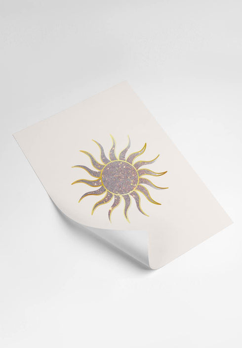 Glittery Sun Real Gold Set Of 4 Posters 50x70cm